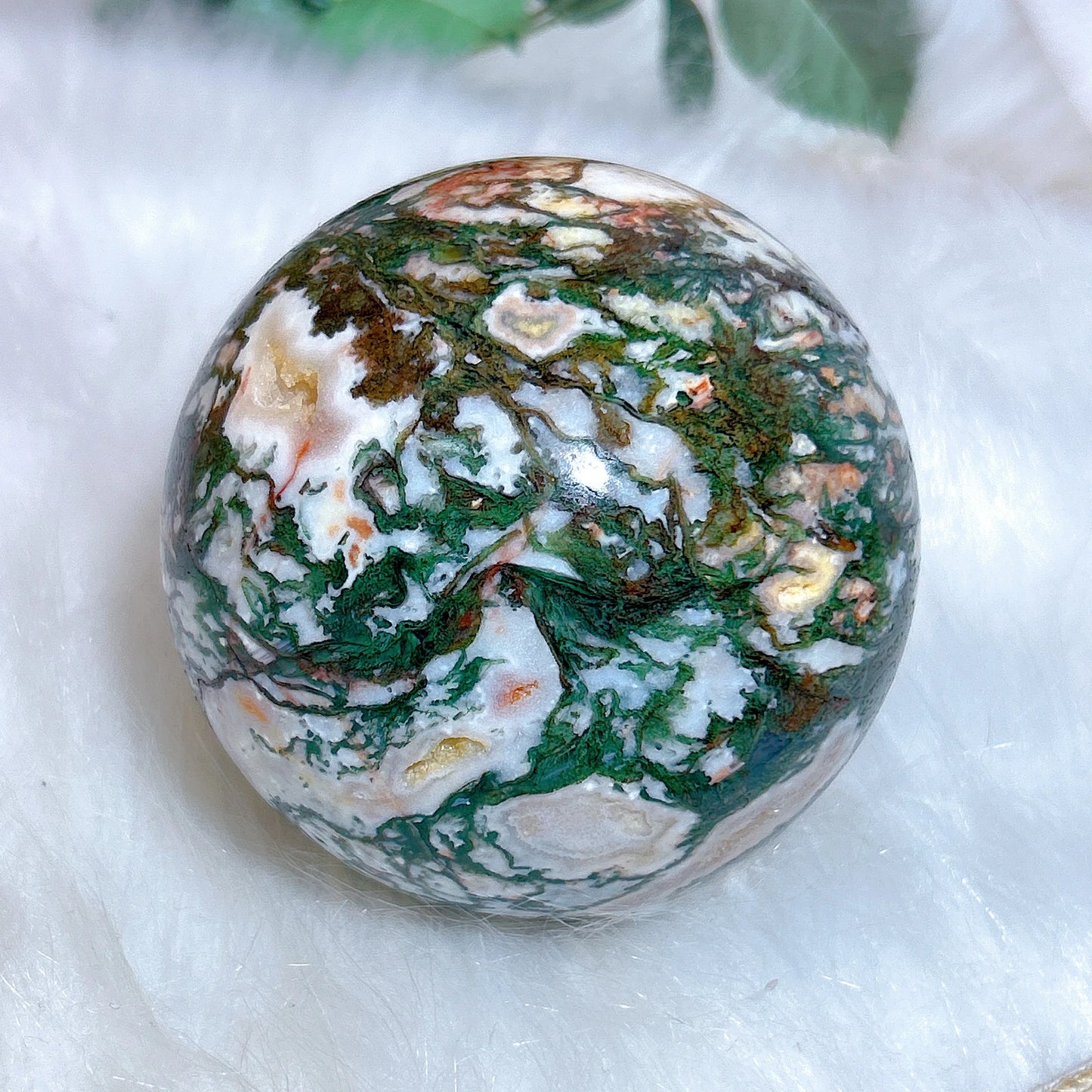 Carnelian Moss Agate Ball-ToShay.org