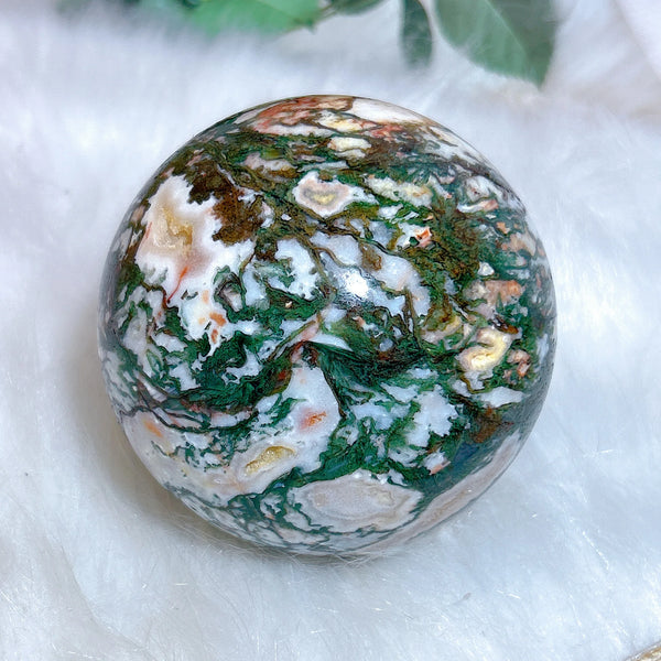 Carnelian Moss Agate Ball-ToShay.org