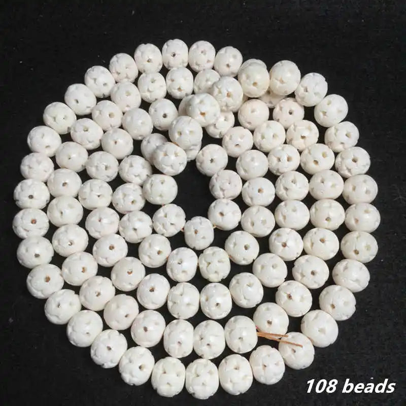 White Yak Bone Bead Mala-ToShay.org
