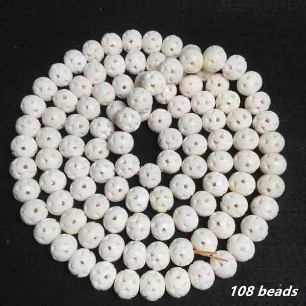White Yak Bone Bead Mala-ToShay.org
