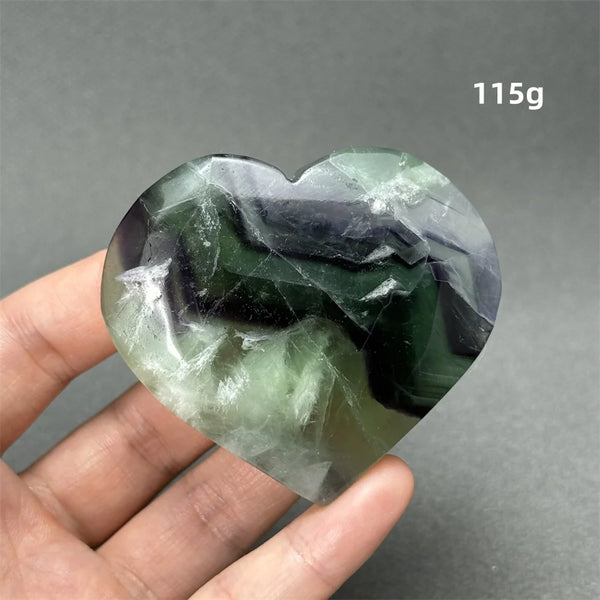Green Feather Fluorite Heart-ToShay.org