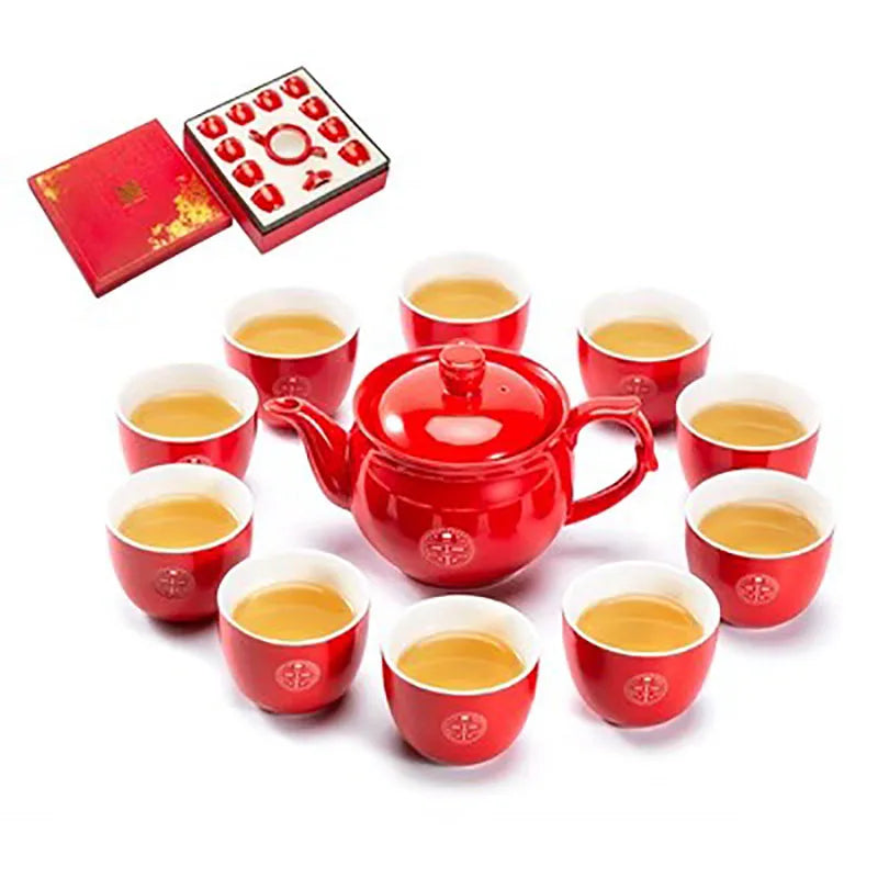 Red Porcelain Tea Set-ToShay.org