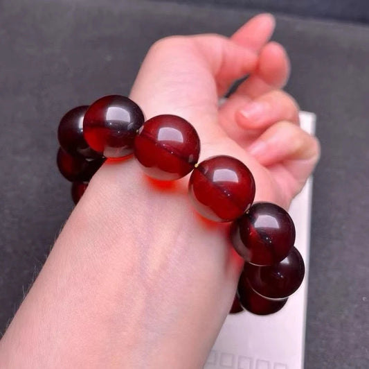 Red Amber Bead Bracelet-ToShay.org