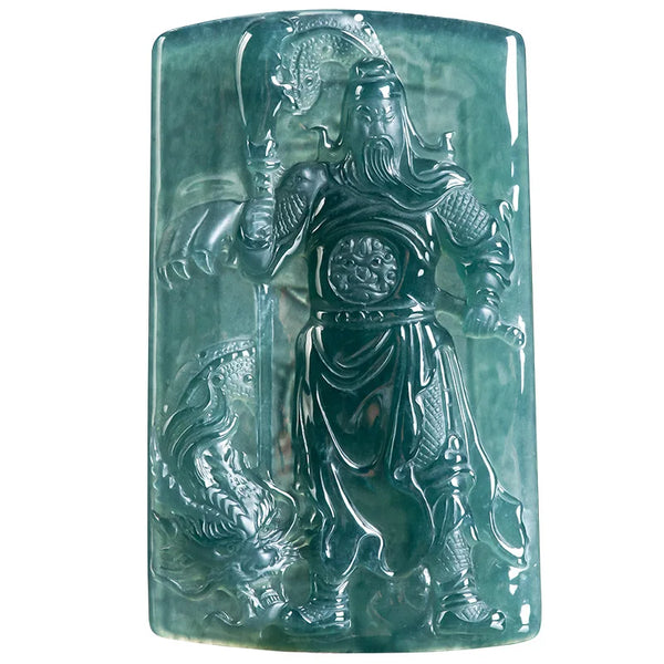 Blue Jade Guan Gong Pendant-ToShay.org