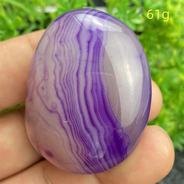 Purple Silk Agate Palm Stone-ToShay.org
