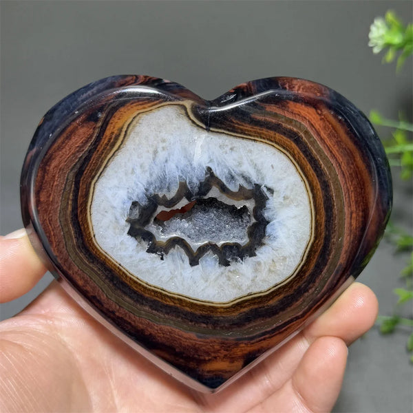 Black Red Striped Agate Hearts-ToShay.org
