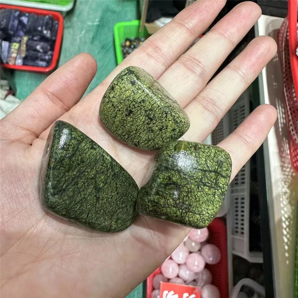 Green Serpentine Tumbled Stones-ToShay.org