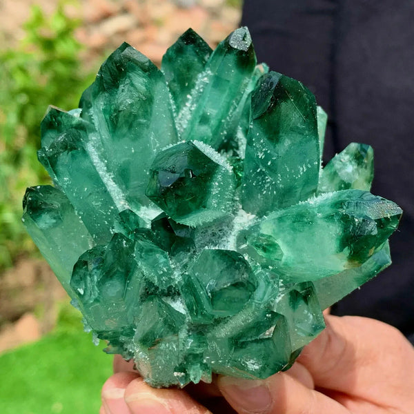 Green Phantom Quartz Crystal Cluster-ToShay.org
