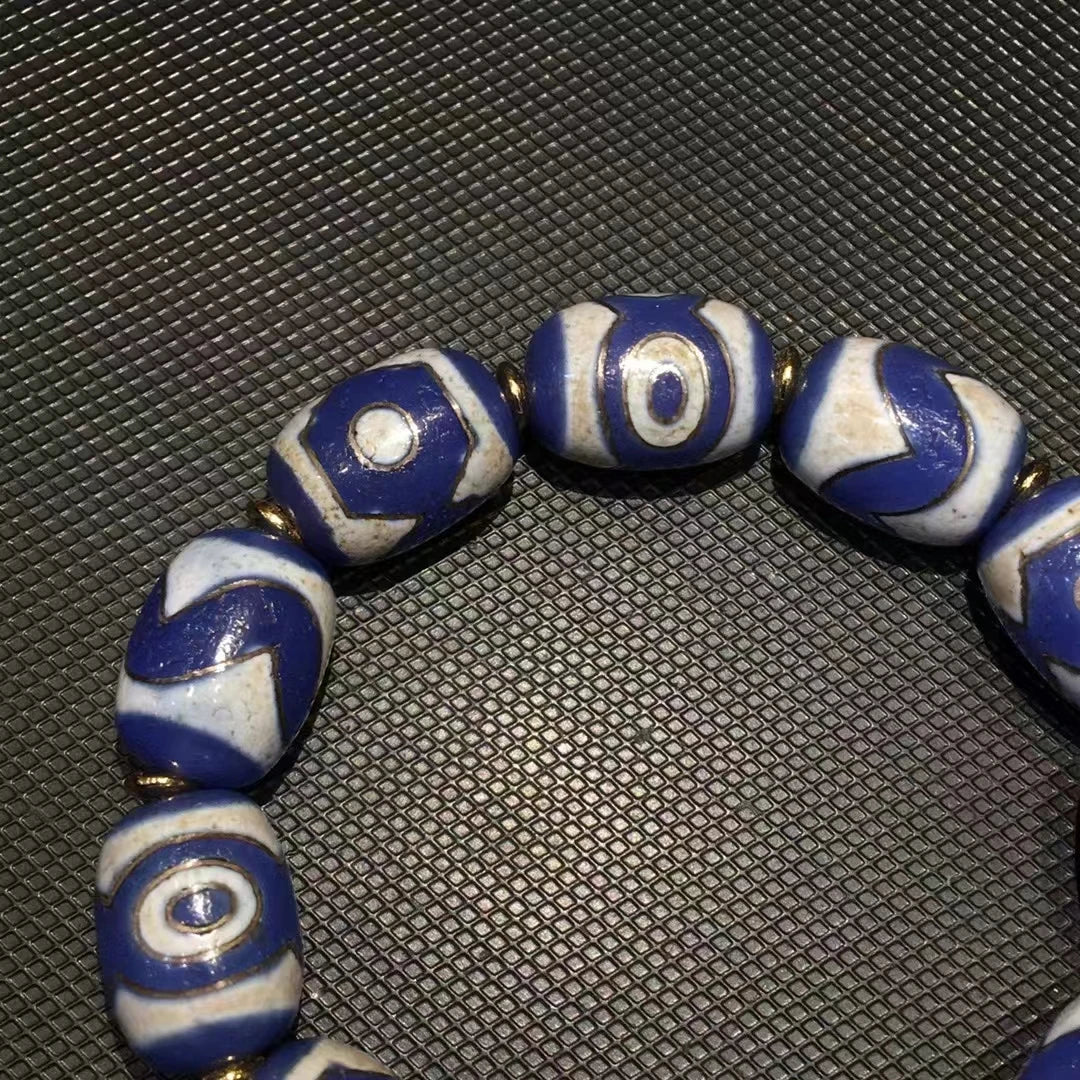 Blue Duobao Dzi Bracelet-ToShay.org