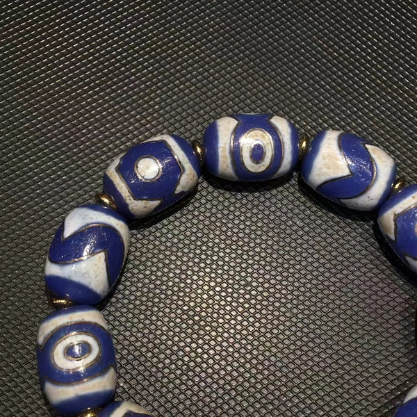Blue Duobao Dzi Bracelet-ToShay.org