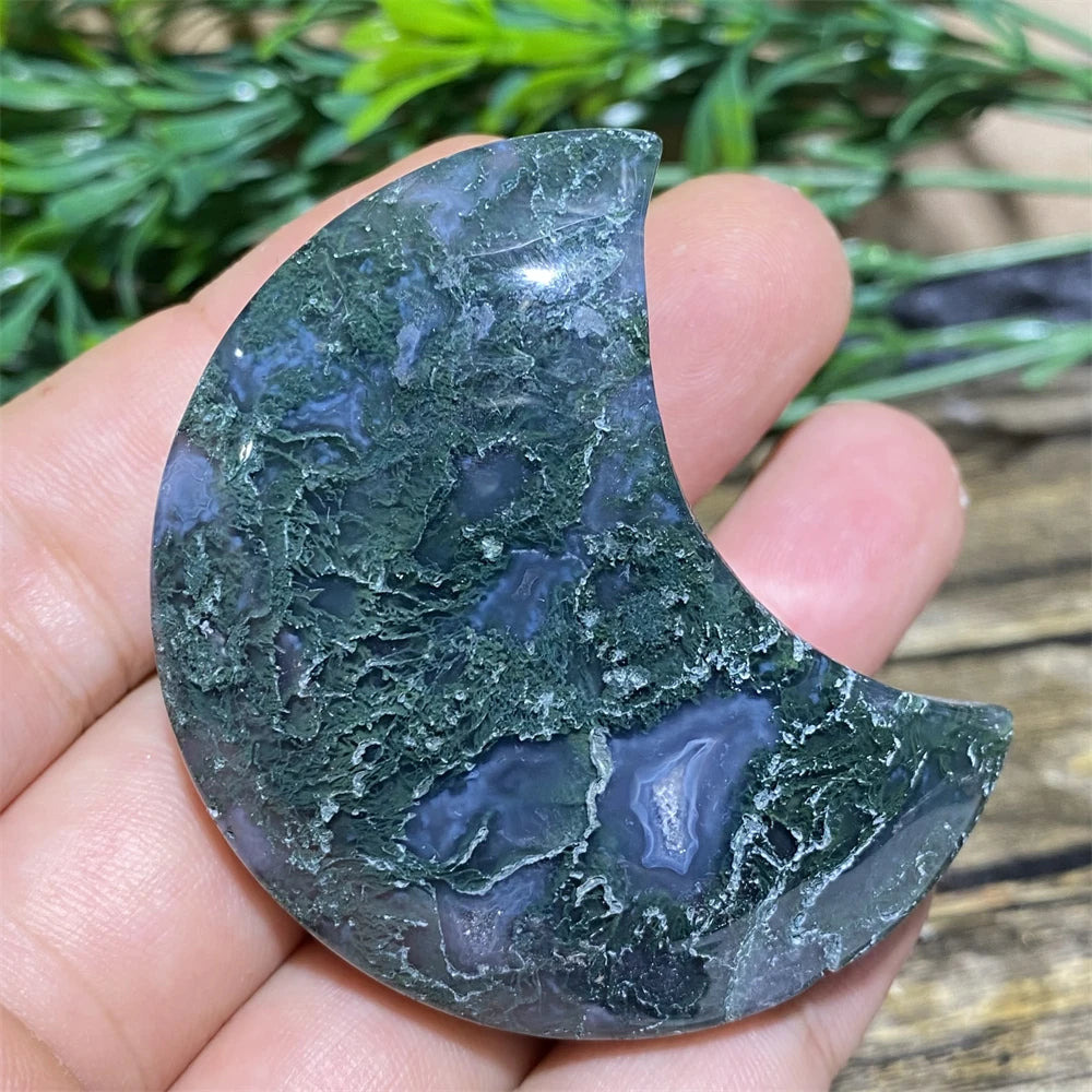 Green Moss Agate Moon-ToShay.org