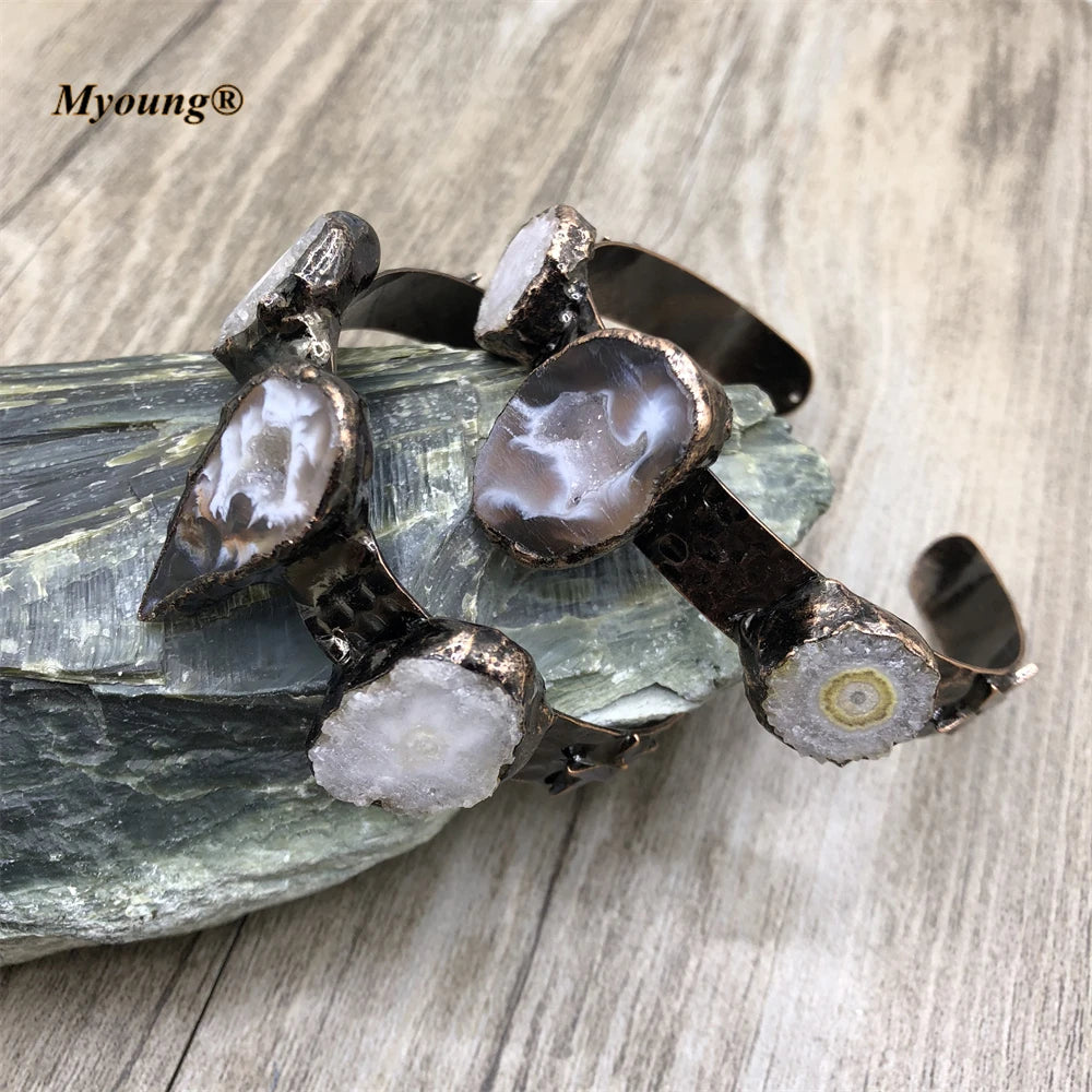 Grey Agate Geode Cuff Bangle-ToShay.org