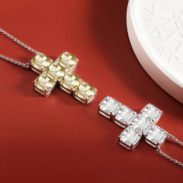 Silver Diamond Cross Pendant-ToShay.org
