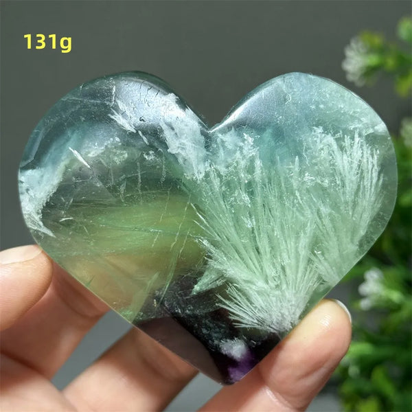 Green Feather Fluorite Heart-ToShay.org