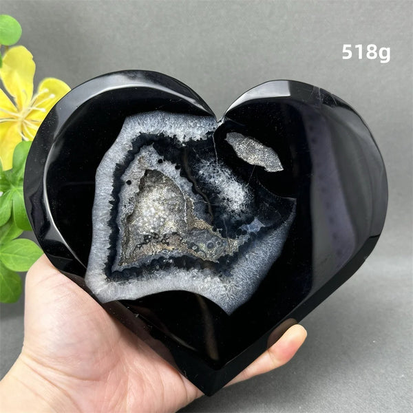 Black Agate Crystal Heart-ToShay.org