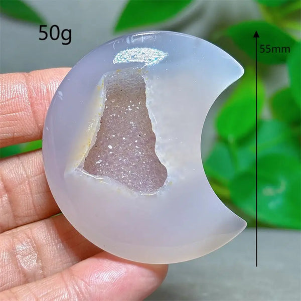 Grey Agate Silk Druzy Moon-ToShay.org