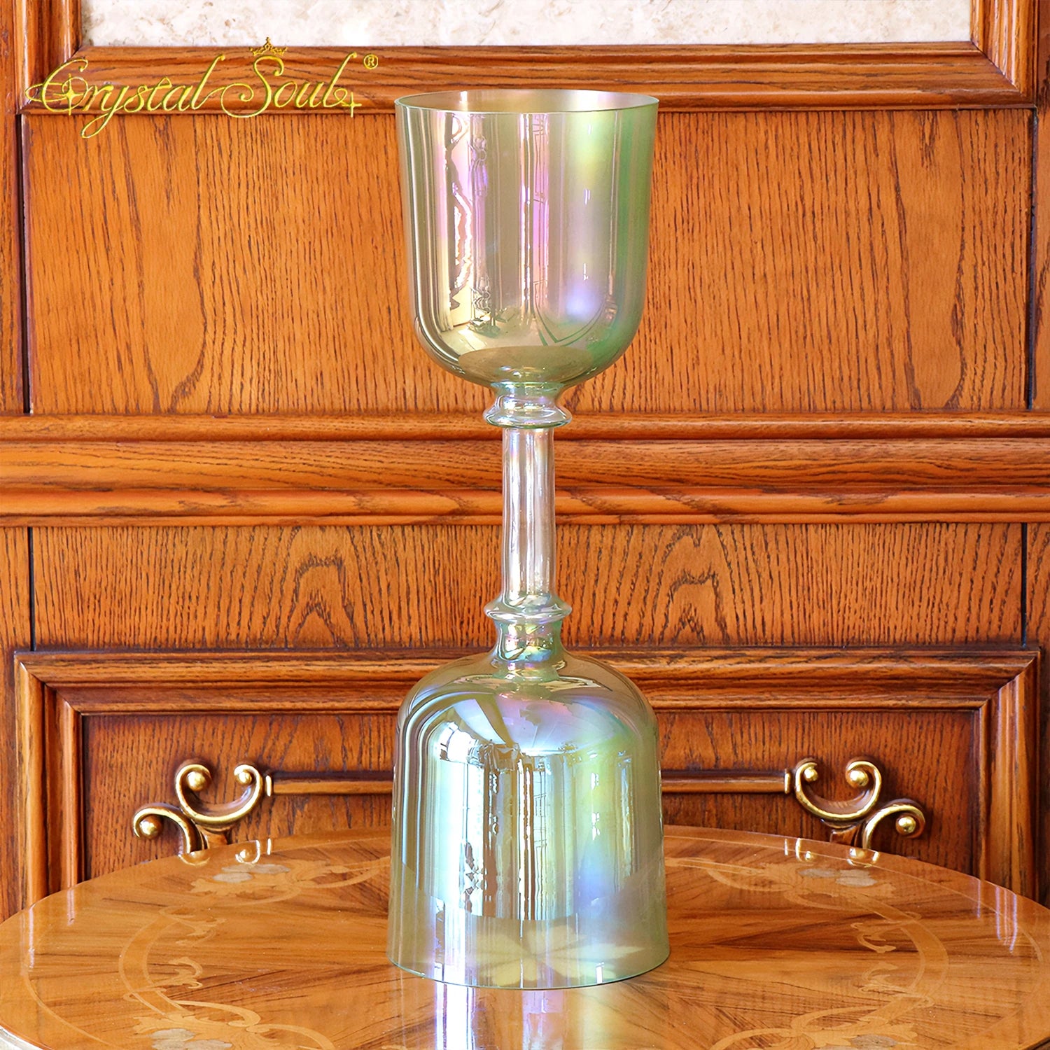 Green Aurora Double Singing Bowl-ToShay.org