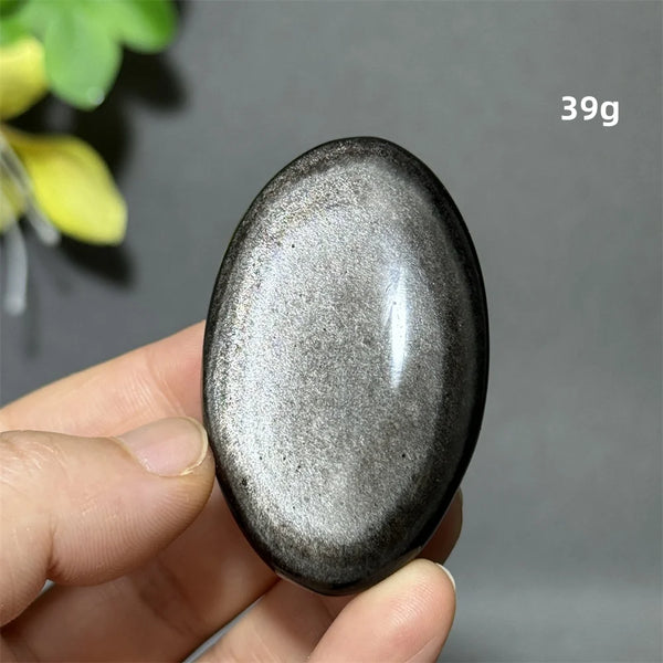 Silver Obsidian Palm Stone-ToShay.org