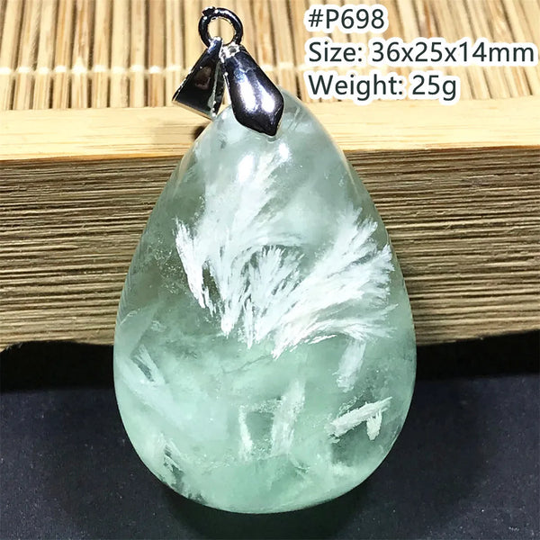 Green Feather Fluorite Pendant-ToShay.org