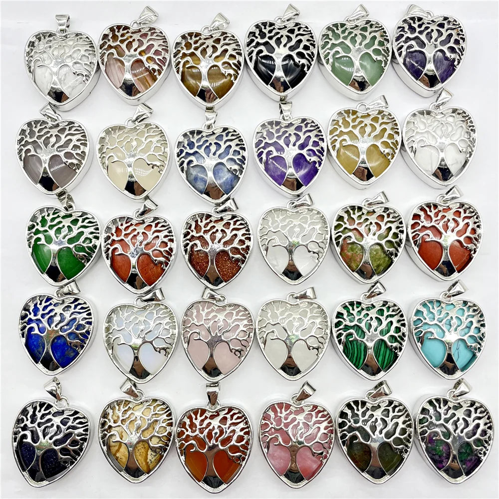 Mixed Crystal Quartz Tree Pendants-ToShay.org
