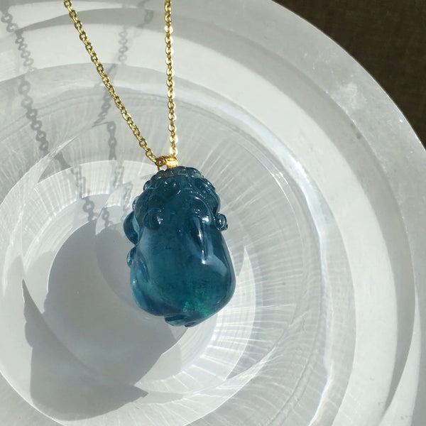 Blue Aquamarine Pi Xiu Pendant-ToShay.org
