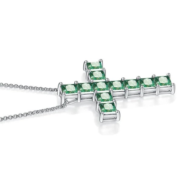 Green Diamond Cross Pendant-ToShay.org