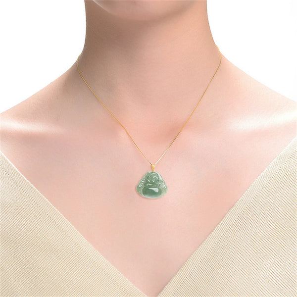 Green Jadeite Buddha Pendant-ToShay.org