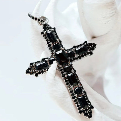 Silver Black Cross Pendant-ToShay.org