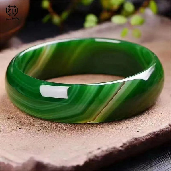 Green Moss Agate Bangle-ToShay.org