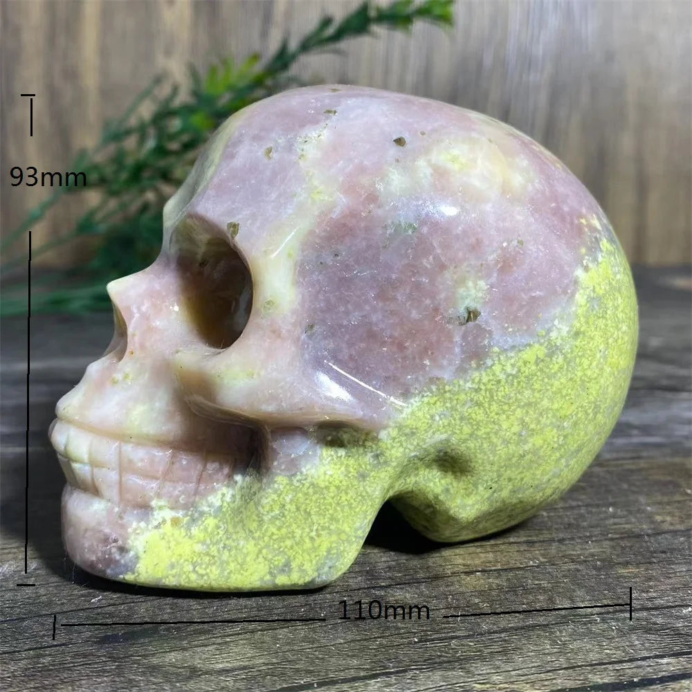 Crystal Natural Green Red Tourmaline Skull Carving Stone Reiki Beauty Quartz High Quality Healing Stones Decoration Mineral-ToShay.org