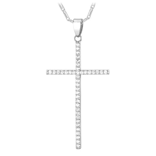 Gold Crystal Cross Necklace-ToShay.org