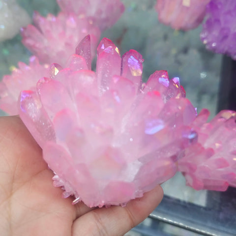 Pink Aura Quartz Cluster-ToShay.org