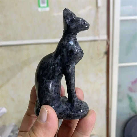 Larvikite Egyptian Cat Statue-ToShay.org