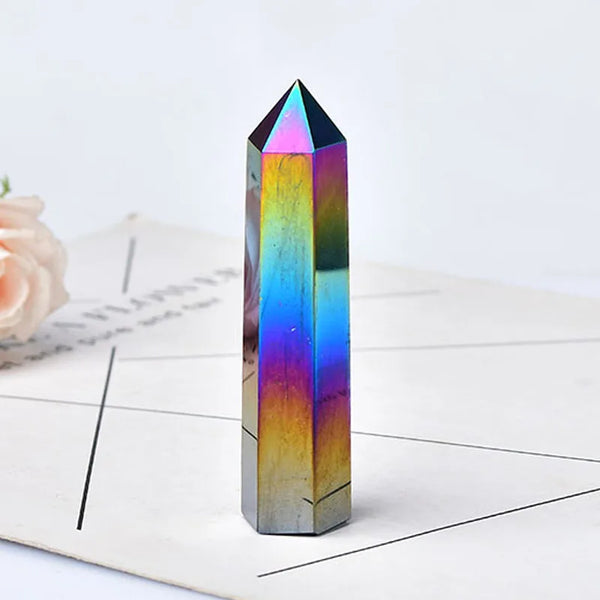 Rainbow Aura Obsidian Point-ToShay.org