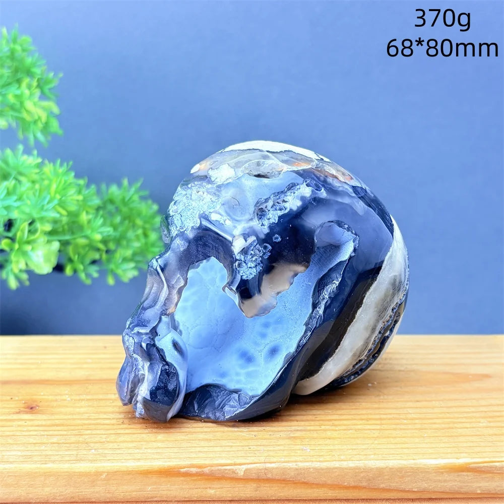 Grey Volcanic Agate Skull-ToShay.org