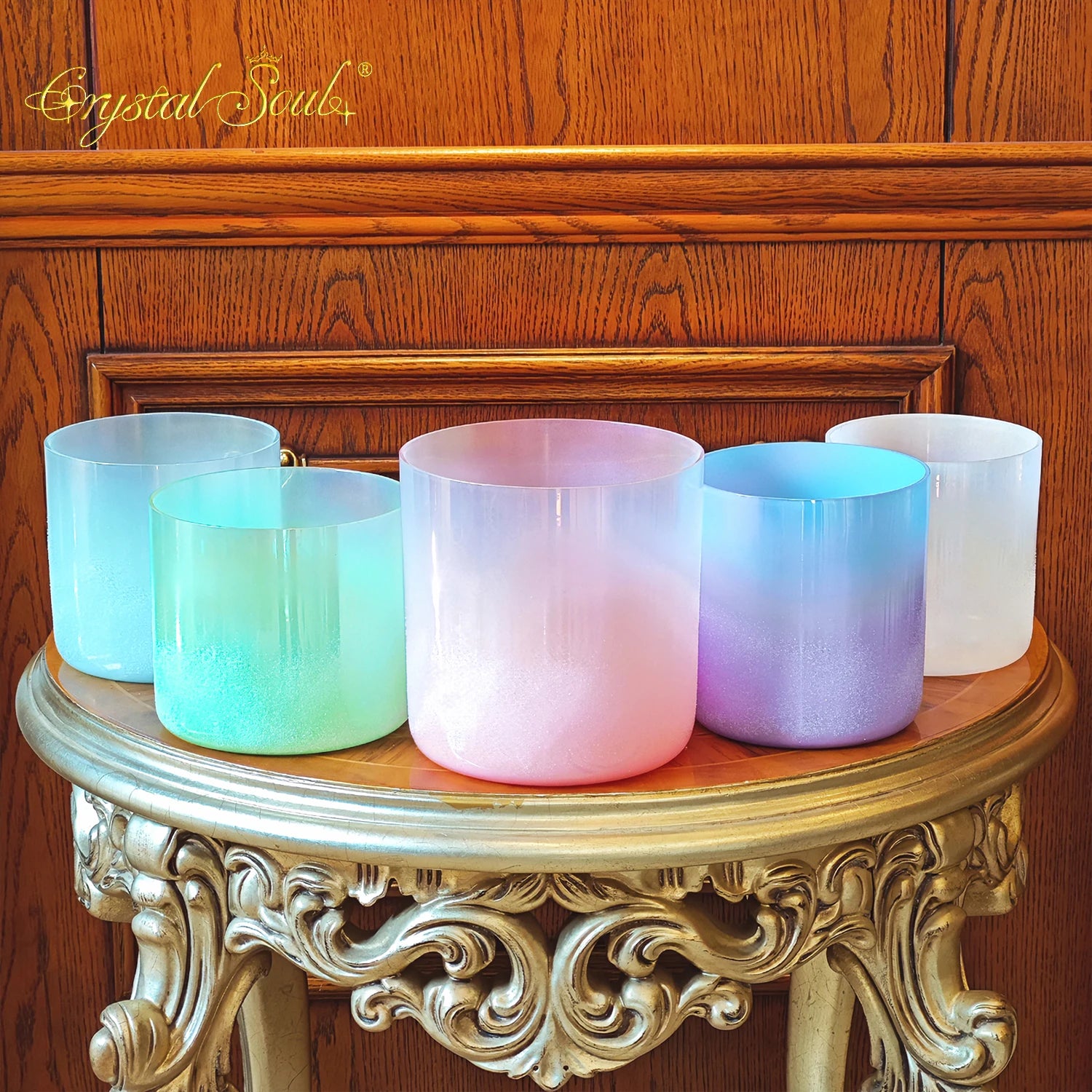 Crystal Soul C5 528Hz Sandblasting Dreamy Colored Alchemy Crystal Singing Bowl Set-ToShay.org