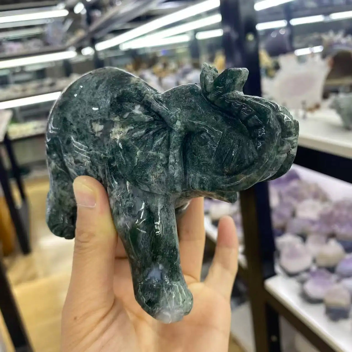 Green Moss Agate Elephant-ToShay.org