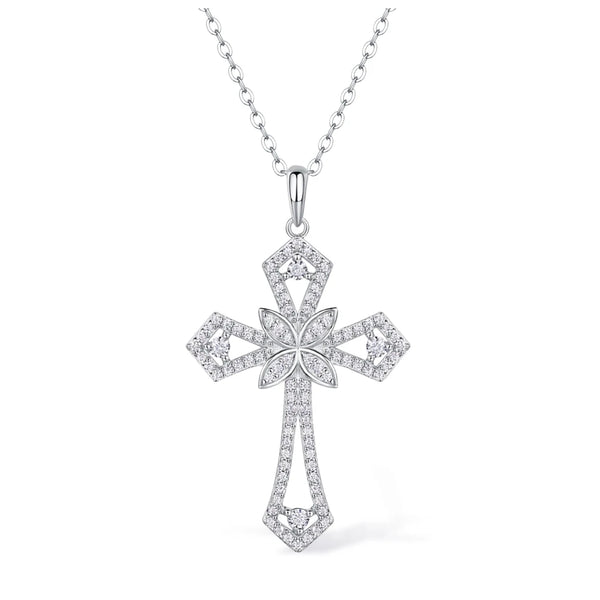 Silver Diamond Cross Pendant-ToShay.org