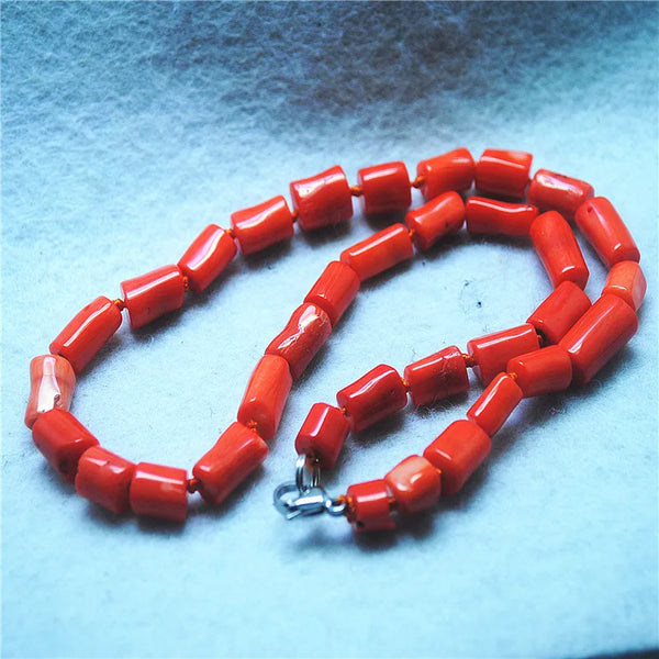 Orange Coral Drum Necklace-ToShay.org