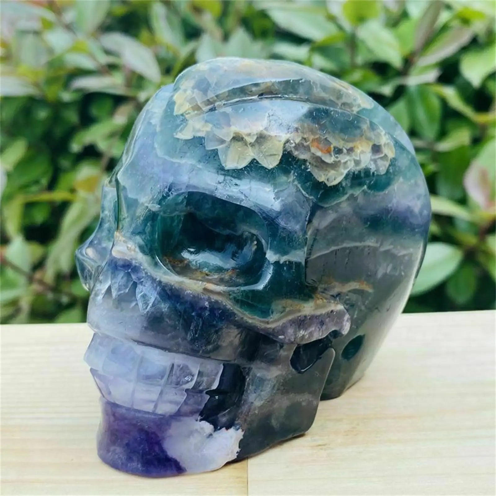 Green Fluorite Quartz Skull-ToShay.org