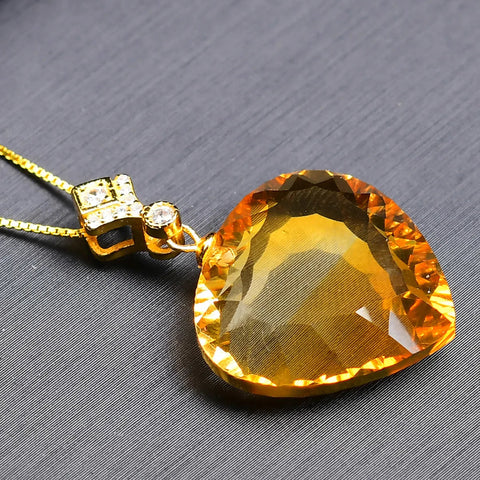 Yellow Citrine Quartz Pendant-ToShay.org