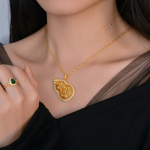 Gold Moissanite Gourd Pendant-ToShay.org