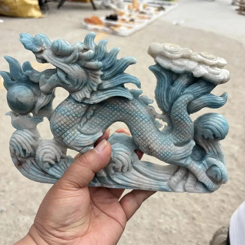 Blue Amazonite Jade Dragon-ToShay.org