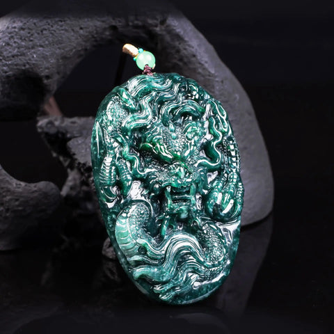 Green Jadeite Dragon Pendant-ToShay.org