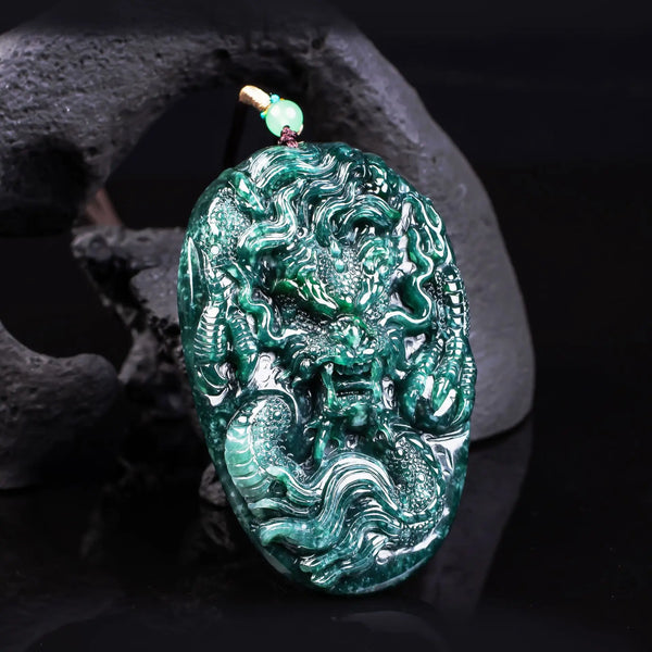 Green Jadeite Dragon Pendant-ToShay.org