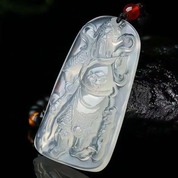 White Chalcedony Guan Gong Pendant-ToShay.org