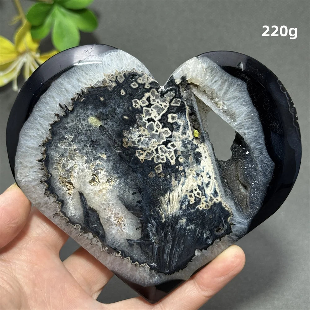 Black Agate Geode Heart-ToShay.org