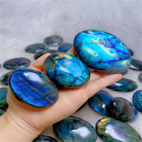 Blue Flash Labradorite Palm Stone-ToShay.org