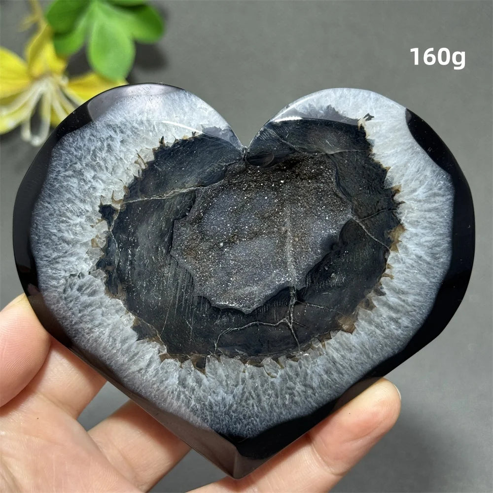 Black Agate Geode Heart-ToShay.org