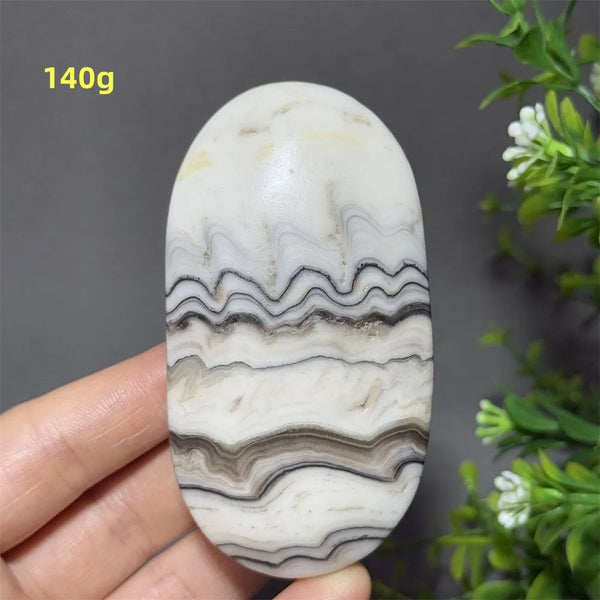 Grey Striped Calcite Palm Stone-ToShay.org